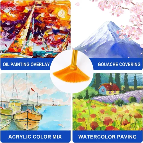 Vista 4 de ESRICH 10 piezas pinceles, pincel para pintura acrílica, juego de pinceles de pintura acrílica para óleo acuarela, lienzo de roca para cuerpo