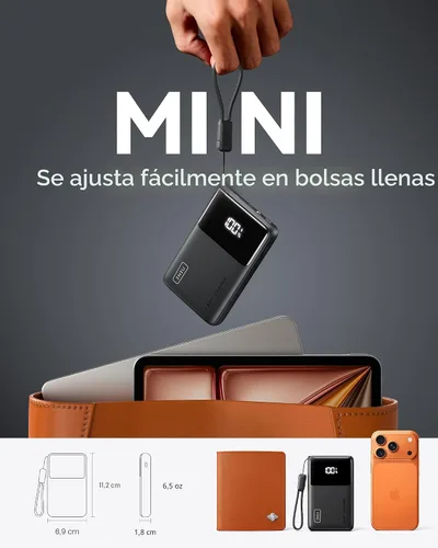Vista 4 de INIU Slimmest 10000mAh 45W PD Cargador portátil de carga rápida y 15W Combo de estación de carga inalámbrica rápida