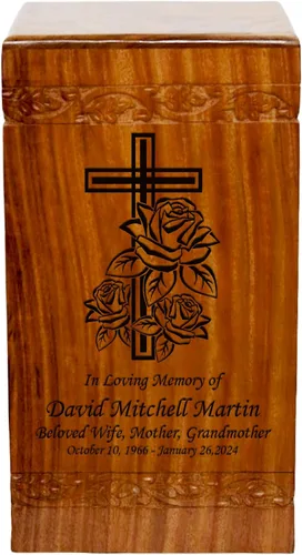 Vista 17 de Urna de cremación de madera, urna funeraria humana de gran tamaño con personalización (mariposas)