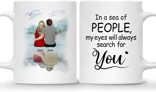 Vista 8 de Gossby Taza para parejas, regalo personalizado para pareja, marido, esposa, novio, novia con diseño, nombre, San Valentín, boda, aniversario, regalo