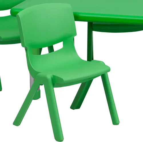Vista 2 de Flash Furniture Emmy - Juego de mesa rectangular de plástico verde de 24 pulgadas de ancho x 48 pulgadas de largo, con 4 sillas