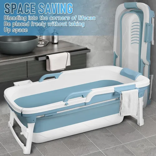 Vista 4 de Portable Tub for Adults, Foldable Bathtub, 51 inch Collapsible Soaking