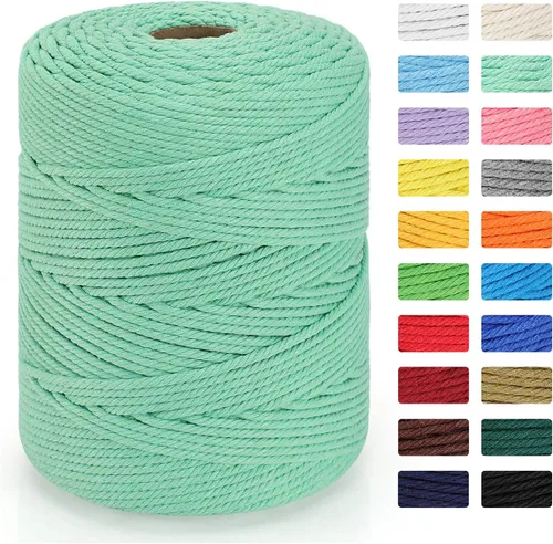Vista 16 de Cordón de macramé de 0.157 in x 328 yardas Cuerda de macramé 100% algodón natural Cuerda de algodón trenzado de 4 hebras para manualidades, Beige