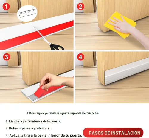 Vista 8 de Suptikes Paquete de 2 Topes de Corriente de Aire para Puerta, Barrido de Puerta para Puertas Exteriores e Interiores, Sello Inferior de Puerta Blanco