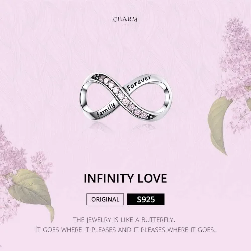 Vista 28 de Abalorios de plata de ley para pulseras, collares, familia para siempre, circonita cúbica, regalo de joyería para mujeres