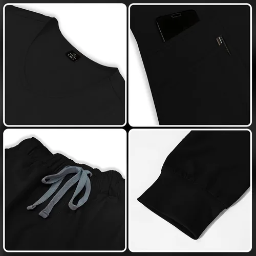 Vista 4 de VIAOLI Uniformes Médicos Enfermera Mujer Médico Enfermería Hospital Conjunto Top &Jogger Pantalones Clínica Liquidación Ropa de Trabajo