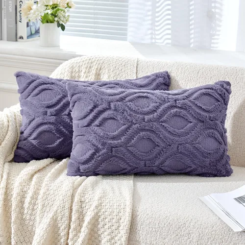 Vista 21 de MIULEE - Juego de 2 fundas de almohada de lana sintética suave y afelpada, fundas decorativas de estilo bohemio para sofá, sala de estar, cama, 16 x