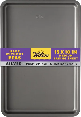 Vista 9 de Wilton Bandeja antiadherente plateada para hornear, hecha sin PFAS, 15.25 x