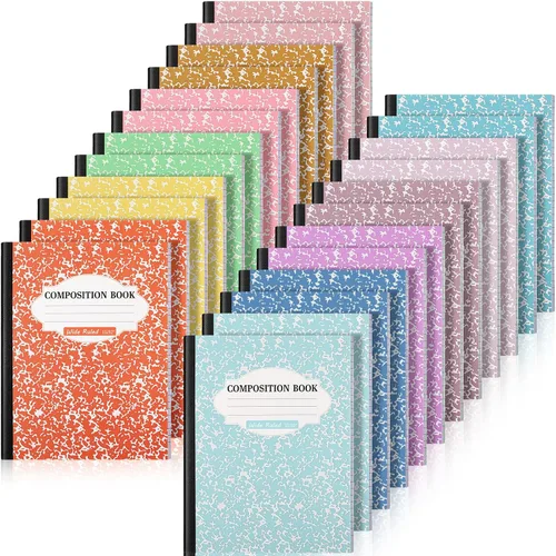 Vista 11 de Colarr Paquete de 8 cuadernos de composición de 9.75 x 7.5 pulgadas de ancho, libros de composición de papel de mármol a rayas de varios