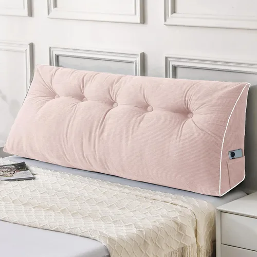 Vista 43 de Sasttie Almohada de Cabecera Queen, Almohada de Cuña de Cabecera para Sentarse en la Cama, Cojín Triangular con Soporte de Respaldo para Leer - Con