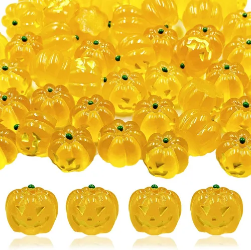Vista 7 de Suartus Mini calabazas de Halloween, figuras de calabazas en miniatura, 40 piezas de resina, pequeñas decoraciones de calabaza, calabaza pequeña a