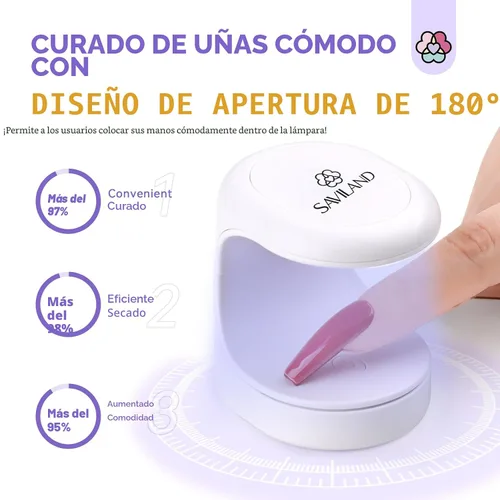 Vista 4 de Saviland Mini Lámpara de Uñas, Lámpara de Uñas de Secado Rápido de Gel 16W, Luz UV Portátil para Extensión de Uñas Fácil y Rápida, Lámpara de Curado