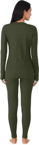 Vista 2 de Cuddl Duds Conjunto de ropa interior térmica para mujer, con forro polar, capa base para clima frío, parte superior y leggings, conjunto de invierno