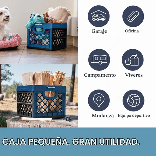 Vista 2 de CleverMade - Cajas de leche plegables para almacenamiento, 25 L, paquete de 3, 50 libras, océano
