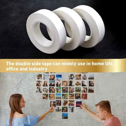 Vista 5 de 3 rollos de cinta fina de doble cara para manualidades, arte, álbumes de recortes, fotografía, respaldo de papel, desgarro a mano, 0.4 pulgadas por