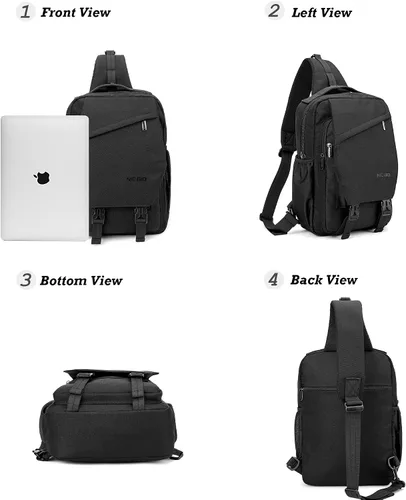 Vista 2 de NICGID Mochila tipo bandolera de 13.3 pulgadas y 14.1 pulgadas, bolsa cruzada para computadora portátil, mochilas de hombro en el pecho, para viajes
