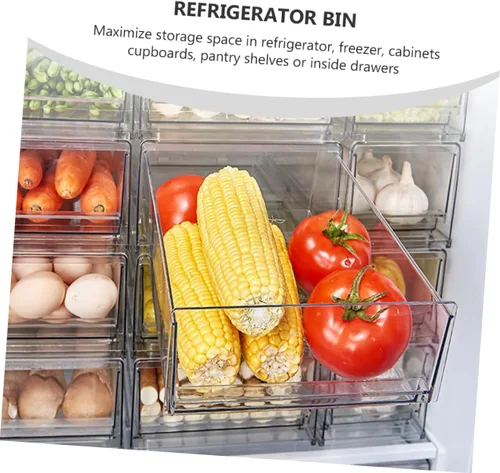 Vista 4 de Caja para refrigerador, cajones extraíbles, organizador de latas, contenedor de almacenamiento para refrigerador, despensa grande de almacenamiento