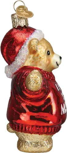 Vista 3 de Old World Christmas - Oso de vidrio soplado "Te quiero más", adorno para árbol de Navidad, decoración festiva hecha a mano, colección del Día de San
