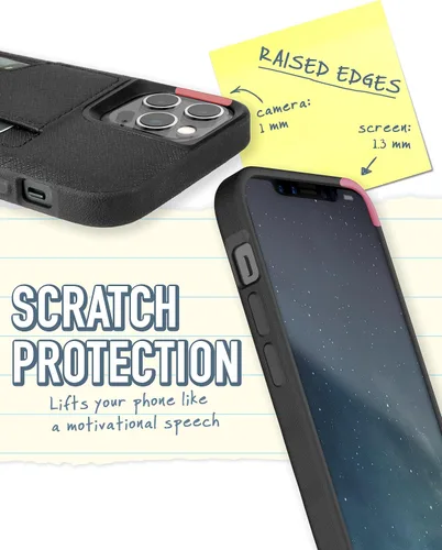 Vista 5 de Smartish Funda tipo cartera para iPhone 11 Pro - Wallet Slayer Vol. 2 [soporte protector delgado] tarjetero (seda) - Black Tie Affair