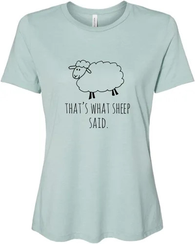 Vista 19 de Cute Women's Screen Printed Crew Neck Tee, Shirts With Sayings, Dusty Blue or Olive