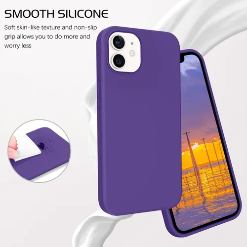 Vista 2 de DOMAVER for iPhone 12/12 Pro Case Smooth Liquid Silicone Soft Gel Rubber Microfiber Lining Cushion Protective Cover Compatible with iPhone 12/12