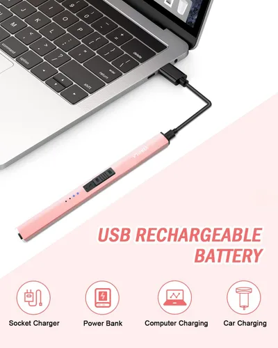 Vista 6 de Encendedor eléctrico recargable de velas de plasma de arco, sin llama, resistente al viento, encendedor USB, protección de seguridad múltiple
