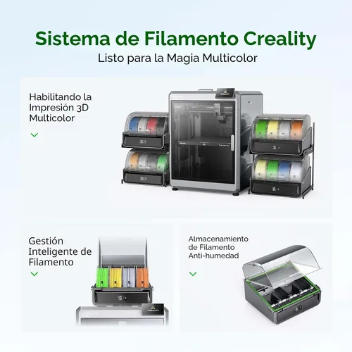 Vista 5 de Creality CFS - Impresora 3D multicolor con sistema de filamento automático, almacenamiento de filamento antihumedad, soporta 4 dispositivos