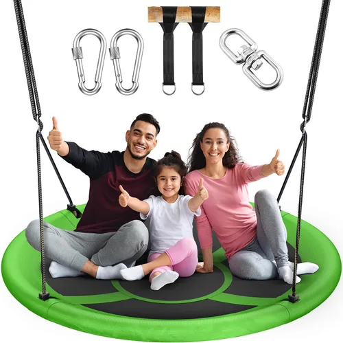 Vista 14 de Everyfun Columpio de Árbol Tipo Platillo Volador de 43" para Niños y Adultos, Capacidad de Peso de 700 libras, Columpio Platillo Volador Impermeable