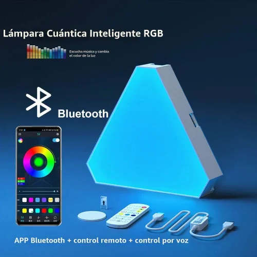 Vista 4 de WiFi Bluetooth 5V USB Triángulo Lámparas de atmósfera cuántica LED luz nocturna para juego dormitorio decoración creativa Lámparas de pared
