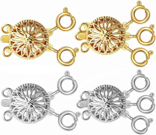 Vista 9 de Dailyacc Cierre de collar en capas para mujer, cierre de joyería deslizante de plata y oro de 14 quilates, conectores de pulsera