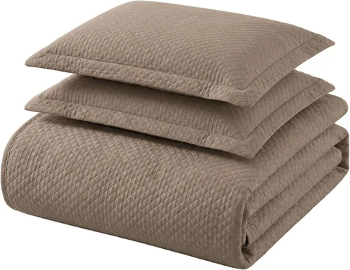 Vista 19 de Cubrecama doble Superior Diamond Solitaire de algodón de primera calidad Jacquard Matelassé con fundas de almohada a tono, color aguamarina, Agua