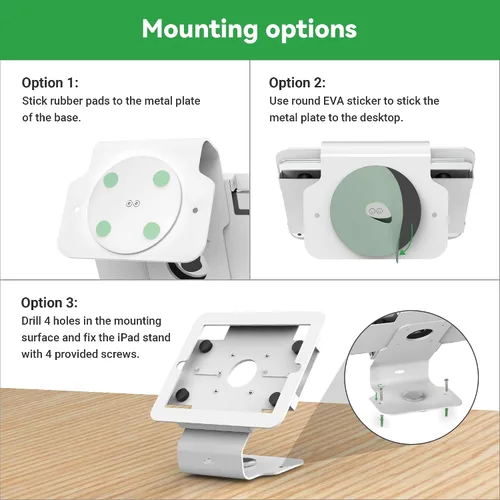 Vista 6 de Kiosk POS - Soporte para tablet compatible con iPad Air 1, Air 2, Pro 9.7, 5ª, 6ª, soporte para tableta de escritorio de negocios con base giratoria