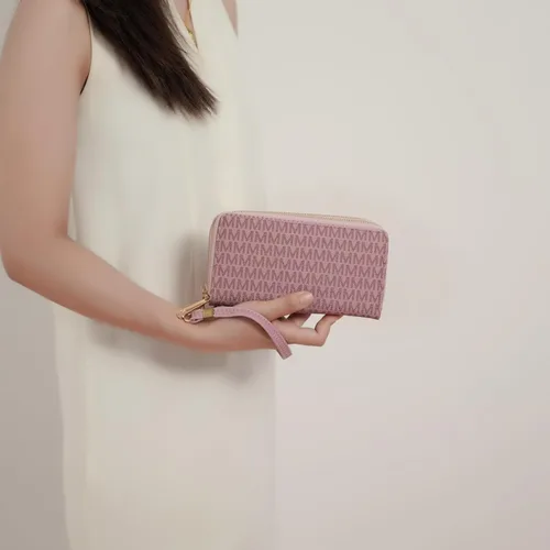Vista 27 de MKF Collection Mia K - Cartera de pulsera para mujer, pequeña cartera de cuero vegano para tarjetas de crédito con cremallera y bolsillo