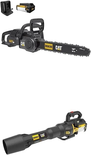 Vista 2 de Cat Motosierra de 16 pulgadas sin escobillas de 60 V, motosierra a batería con tensión de cadena sin herramientas, freno de cadena + soplador