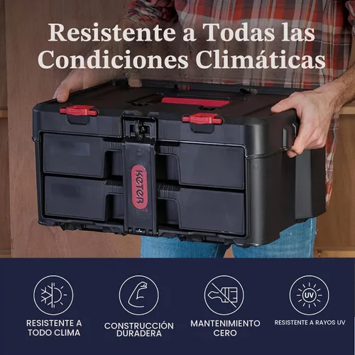 Vista 3 de Keter Stack-n-Roll - Caja de herramientas de dos cajones para piezas pequeñas y accesorios de herramientas eléctricas, se adapta al sistema modular