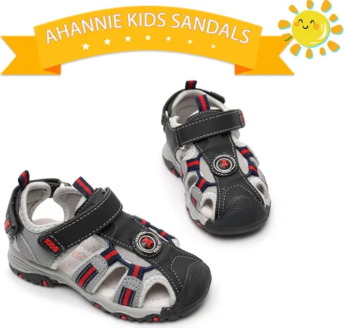 Vista 6 de Ahannie Sandalias deportivas al aire libre para niños y niñas, sandalias de playa con punta cerrada, sandalias de verano para niños pequeños