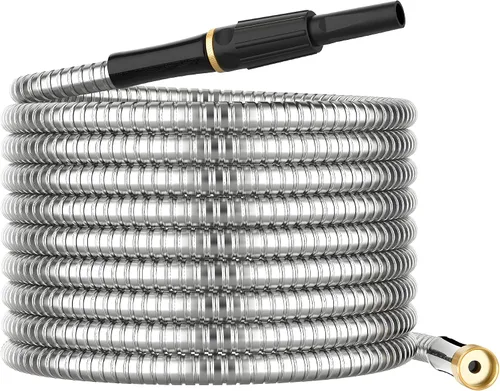 Vista 11 de Manguera de jardín de metal corta de 1 pie, adaptador de extensión de manguera pequeña de acero inoxidable para carrete de manguera, tubo de agua
