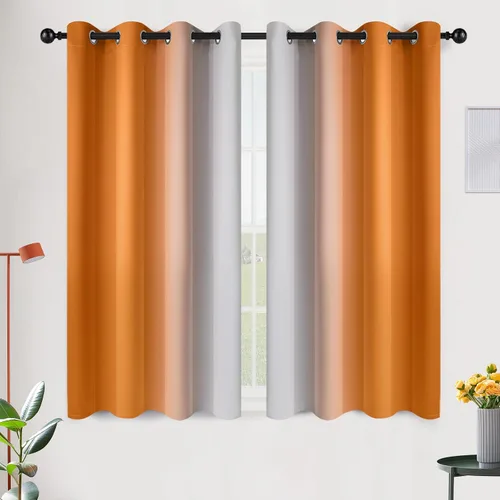 Vista 114 de SimpleHome Cortinas degradadas degradadas para oscurecer la habitación de 36 pulgadas de largo para dormitorio, con ojales y bloqueo de luz Negro