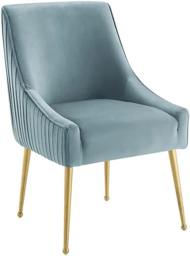 Vista 9 de Modway Discern - Juego de 2 sillas de comedor tapizadas de terciopelo de alto rendimiento, con respaldo plisado, color gris