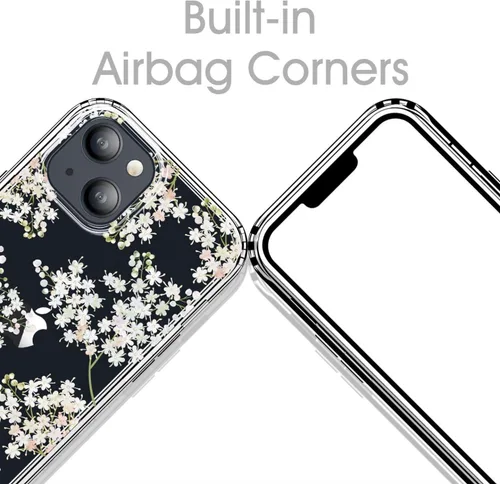 Vista 3 de GYZYA Funda transparente para iPhone 14 y iPhone 13 de 6.1 pulgadas con diseño de patrón, funda protectora delgada de TPU + parachoques a prueba