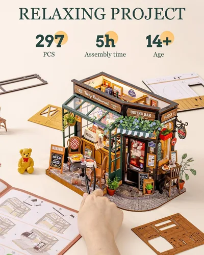 Vista 5 de Rolife - Kit de casa de muñecas en miniatura para cafetería, regalo creativo para adultos