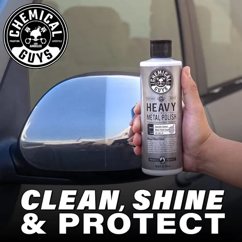 Vista 5 de Chemical Guys, Heavy Metal Polish SPI_402_16 - Abrillantador pesado restaurador y protector para metales (16 oz) y toallas de microfibra de grado