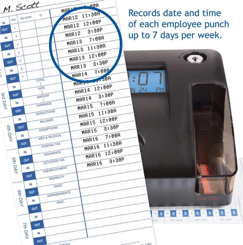 Vista 3 de Pyramid Time Systems - 3600SSK1 Reloj de tiempo y sello de documento With SmartSite LED Alignment and Tri-View Window, Includes 125 Time Cards