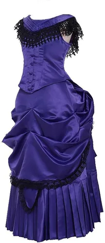 Vista 7 de Disfraz victoriano para mujer, estilo vintage, victoriano, eduardiano, vestido con falda