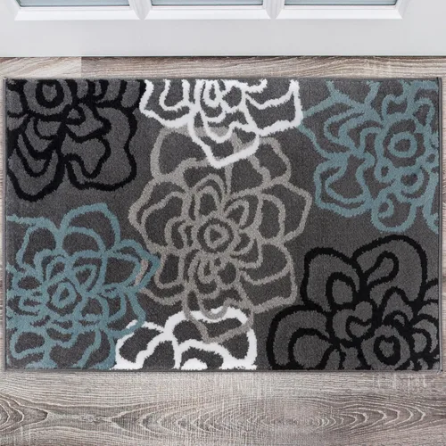 Vista 8 de Tapete moderno y contemporáneo con diseño de flores