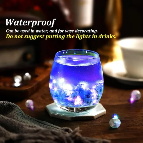 Vista 2 de 50 piezas Luces LED para Globos, Mini Luces de Bolas Redondas Moradas Largo Tiempo de Espera Luces de Bola Intermitentes para Globo Linterna