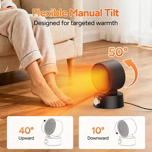 Vista 2 de DR.PREPARE Calentador de Espacio Pequeño para Uso Interior, Cerámica Eléctrica de 600W, Escritorio Portátil para Oficina y Dormitorio, Calentamiento