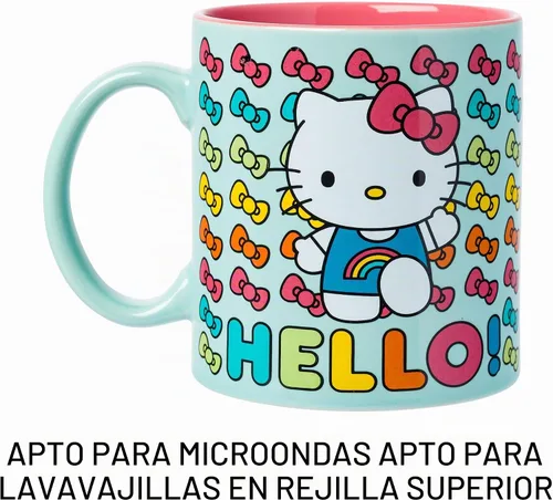 Vista 3 de Silver Buffalo Sanrio Hello Kitty Rainbow Bows, taza de cerámica, 20 onzas