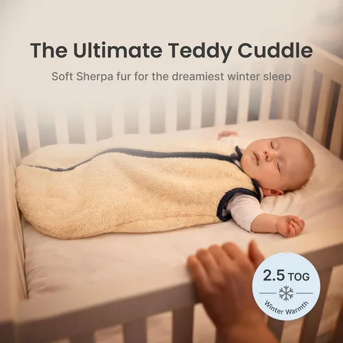 Vista 2 de baby deedee Sleep Nest Teddy Saco de Dormir para Bebé, Gris Bubble Gum, Pequeño (0-6 Mes) (168)