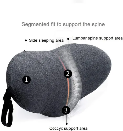 Vista 3 de Trendy Moon Memory Foam Lumbar Pillow Roll - Lumbar Cushion Low Back Support for Office Chairs and Car Seats (Dark Grey)